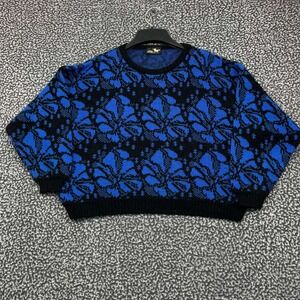 Vintage Silver Unicorn Sweater Women Medium Knit Pullover Crew Neck Long Sleeve